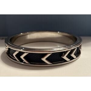 House of Harlow 1960 Aztec Blue Leather Silver Tone Bracelet